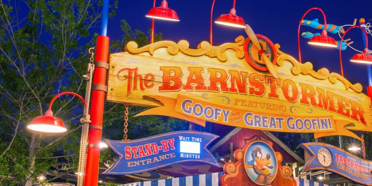 The entrance to the Barnstormer kids coaster in Disney World's Magic Kingdom park