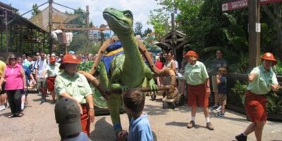 Lucky the dinosaur, a walkaround animatronic that once roamed Disney's AnimaL Kingdom.