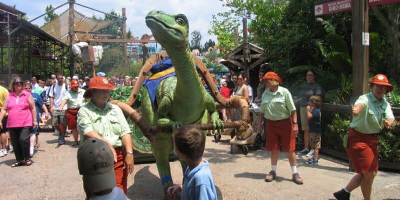 Lucky the dinosaur, a walkaround animatronic that once roamed Disney's AnimaL Kingdom.