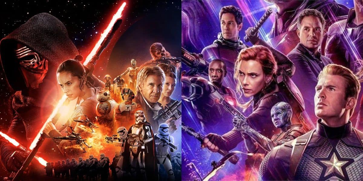 'Star Wars' cast (left), Avengers cast (right)