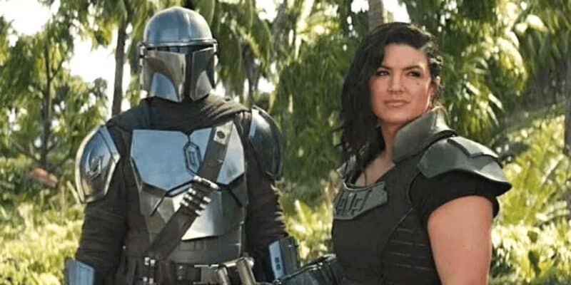 Pedro Pascal as Din Djarin (left) and Gina Carano as Cara Dune (right) in 'The Mandalorian'