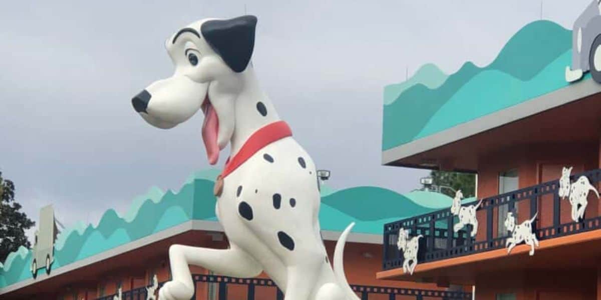 A '101 Dalmatians' statue at Disney's All-Star Movies Resort.