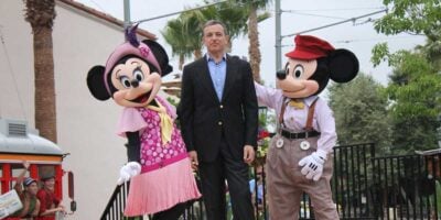 Current Disney CEO Bob Iger with Mickey and Minnie Mouse