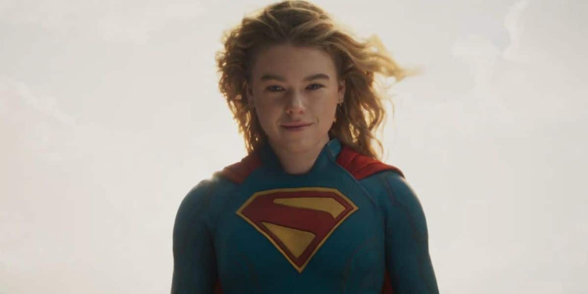 Milly Alcock as Supergirl in 'Supergirl,' floating in the air