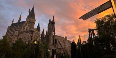 Hogwarts Castle at Universal's Islands of Adventure in Universal Orlando Resort at sunset