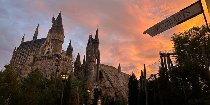 Hogwarts Castle at Universal's Islands of Adventure in Universal Orlando Resort at sunset