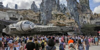 Guests in front of Millennium Falcon: Smuggler's Run at Disney's Hollywood Studios