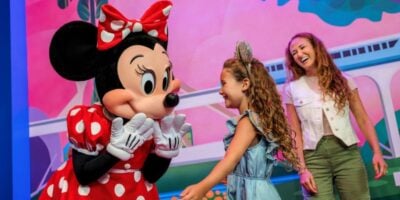 Disney world guest with minnie mouse at epcot meet and greet
