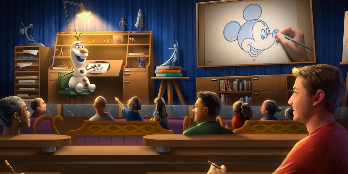 concept art of Olaf animatronic for Magic of Disney Animation experience in Hollywood Studios