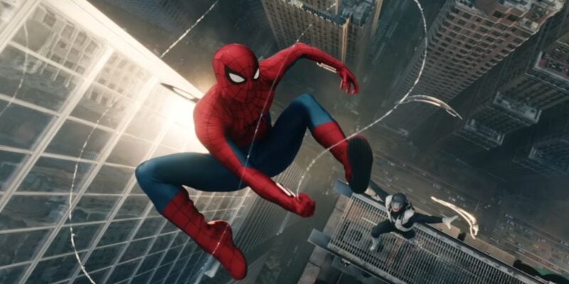 Spider-Man (Tom Holland) swinging away from Boomerang in 'Brand New Day' trailer