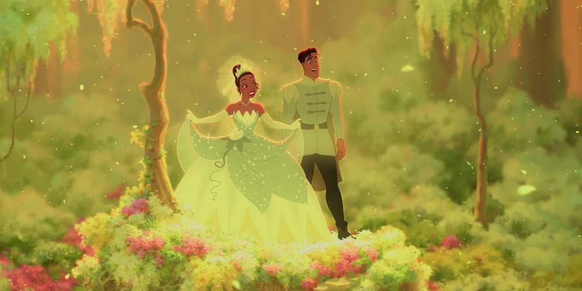 Tiana (L) and Naveen (R) in the wedding scene of 'The Princess and the Frog'