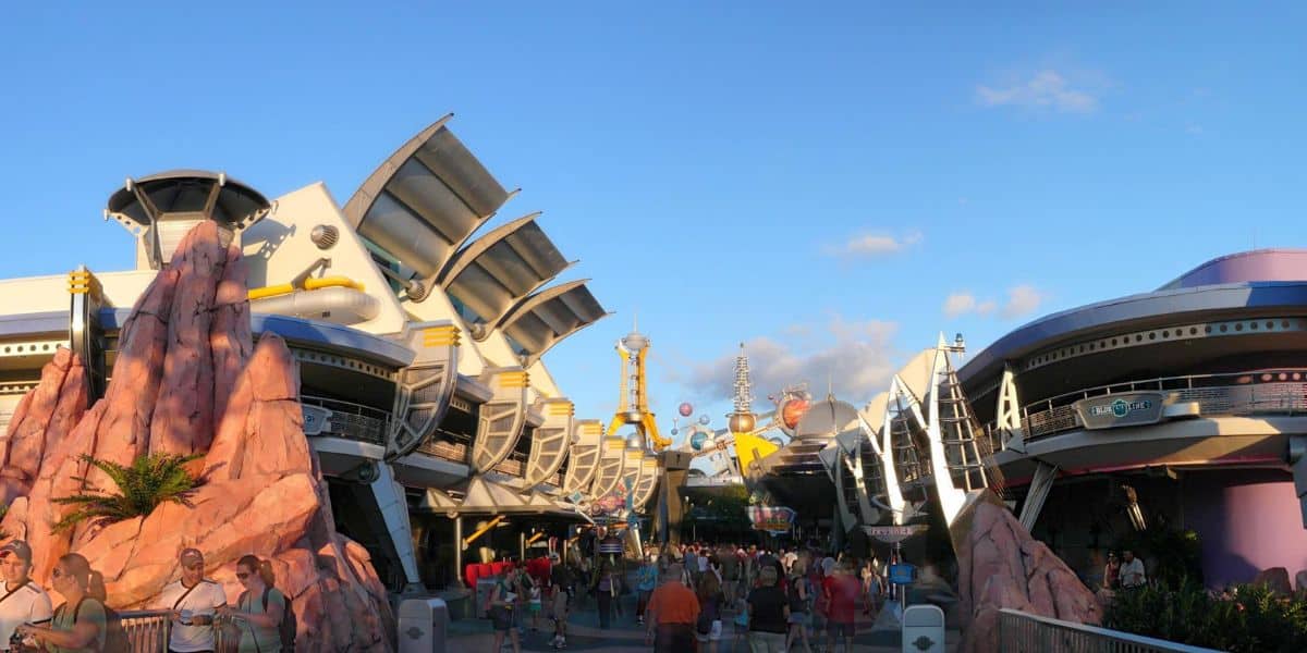 The main entrance to Tomorrowland at Magic Kingdom Park