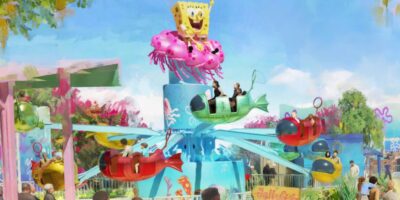 Spongebob Ride concept art for Universal Kids Resort in Texas. Universal Kids Resort