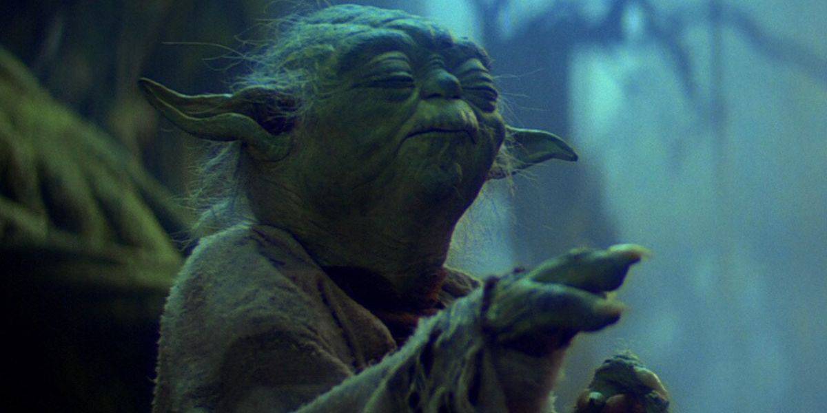 Yoda using the force in 'Star Wars' film