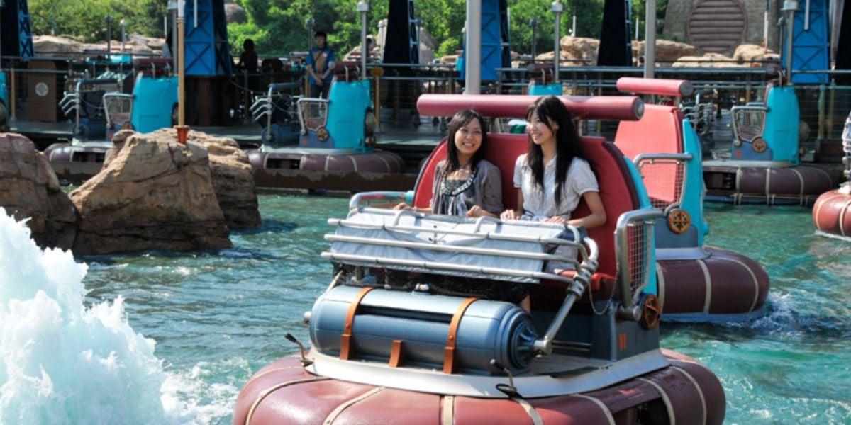 guests riding water ride in tokyo disneysea