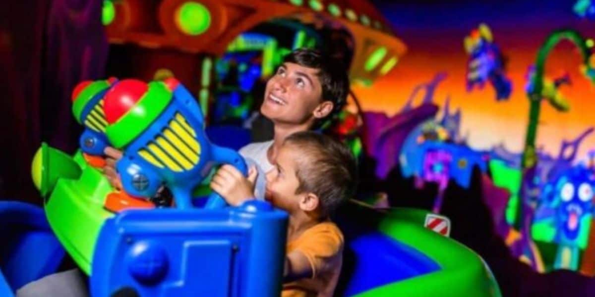 Disney guests ride Buzz Lightyear Space Ranger Spin in Magic Kingdom