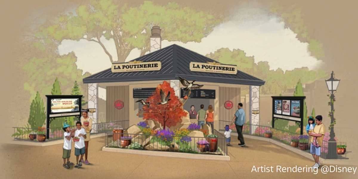 Concept art for La Poutinerie in the Canada World Showcase Pavilion at EPCOT