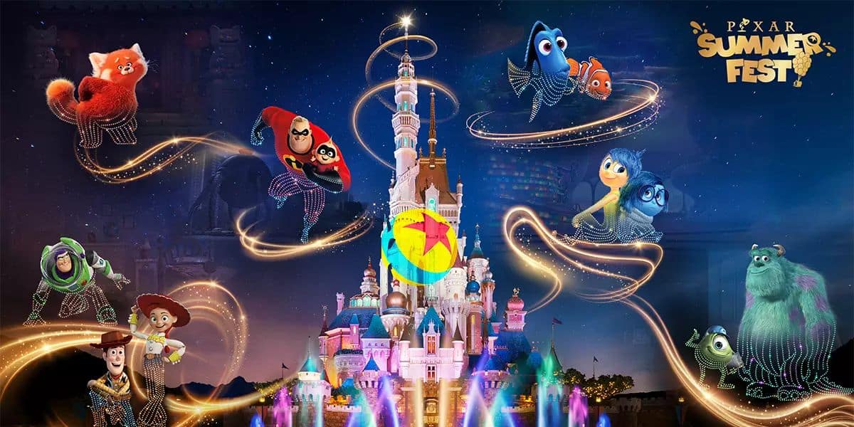 Pixar nighttime show concept art at Hong Kong Disneyland