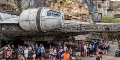Crowds around the Millennium Falcon attraction at Disney's Hollywood Studios