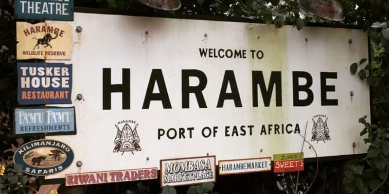 The Harambe Port of East Africa Welcome Sign at Disney's Animal Kingdom Theme Park