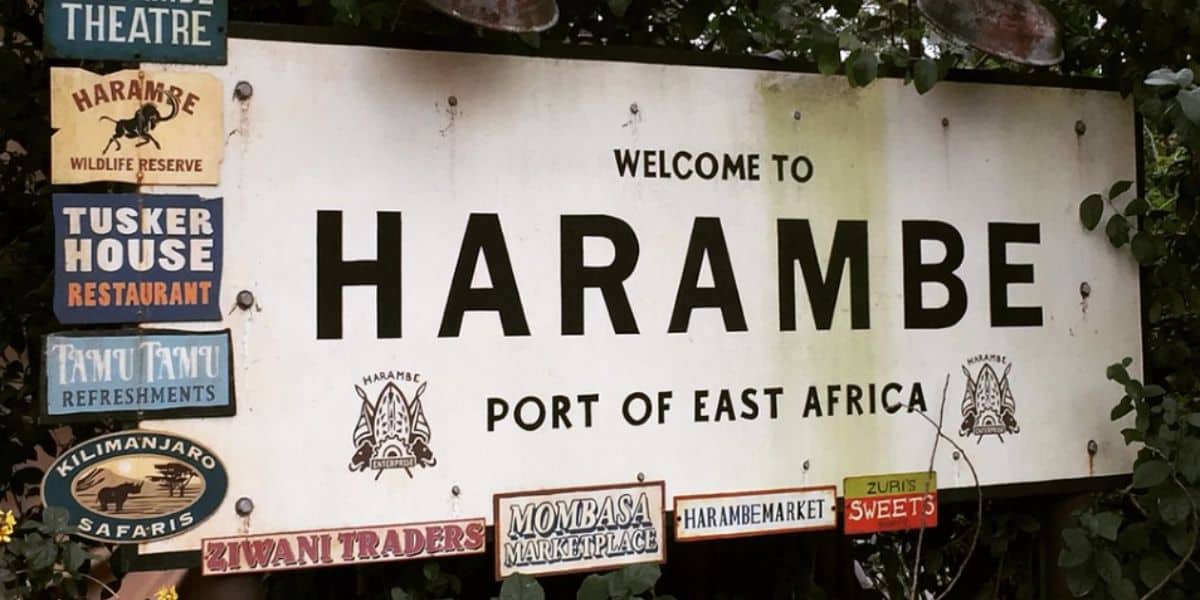 The Harambe Port of East Africa Welcome Sign at Disney's Animal Kingdom Theme Park