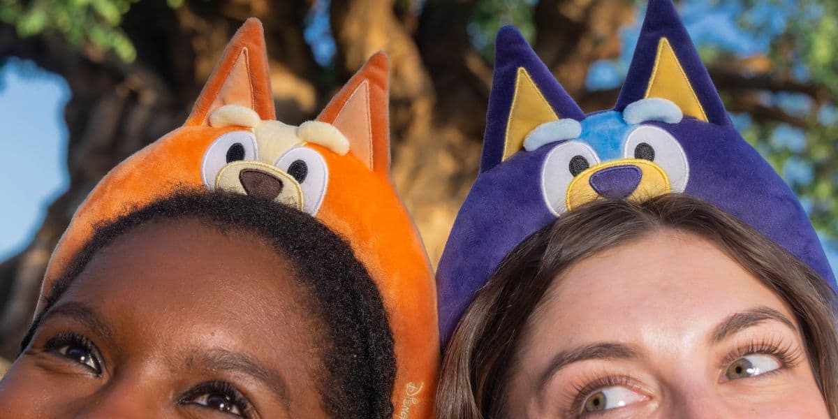 disney guests wear bluey-themed headbands at animal kingdom