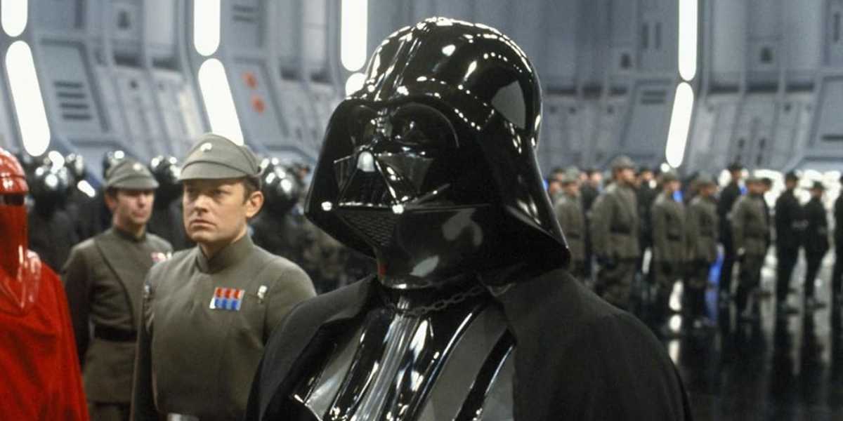 Darth Vader with Moff Jerjerrod (Michael Pennington) to the left