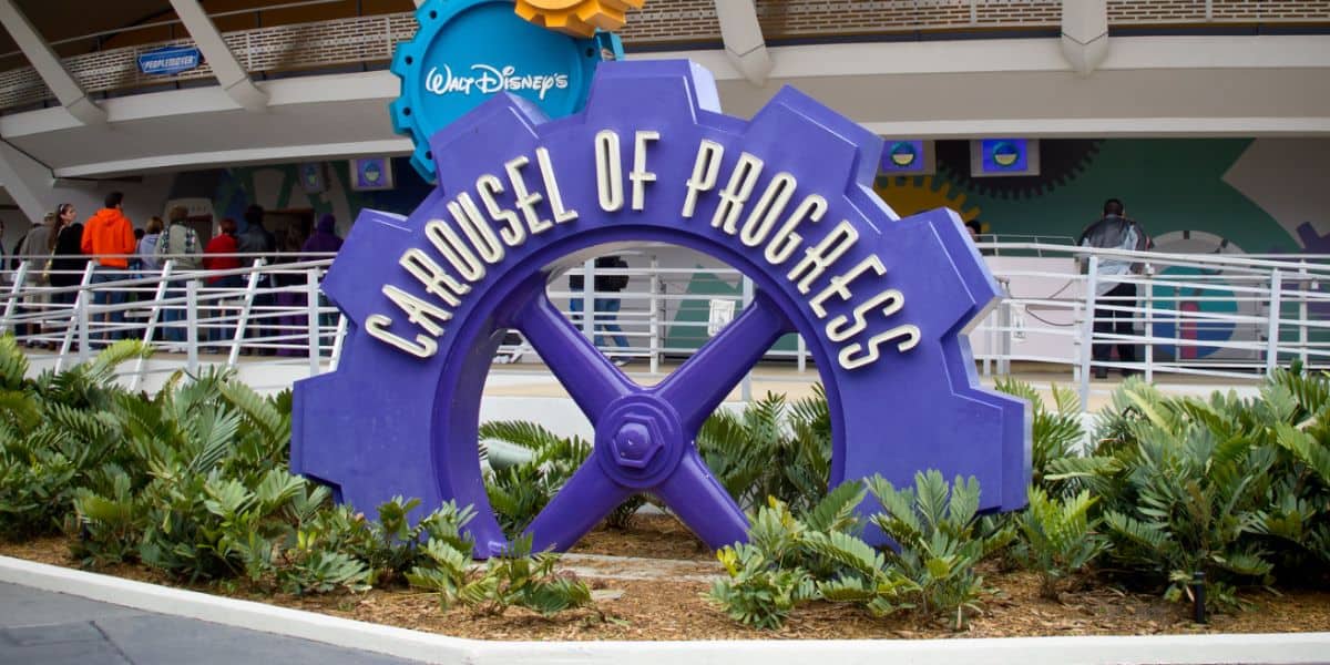 ride sign for magic kingdom's carousel of progress in tomorrowland area