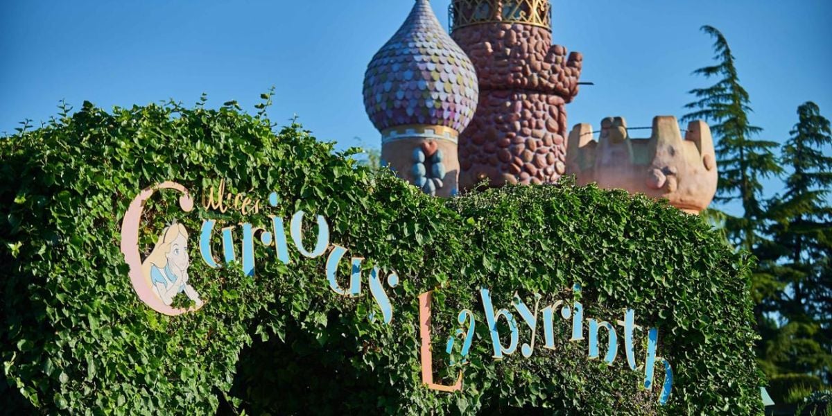 The entrance to Alice's Curious Labyrinth at Disneyland Paris Resort