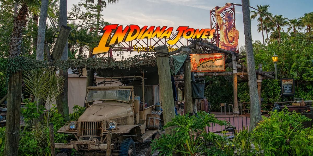 Vehicle outside entrance of Indiana Jones Epic Stunt Spectacular at Disney's Hollywood Studios