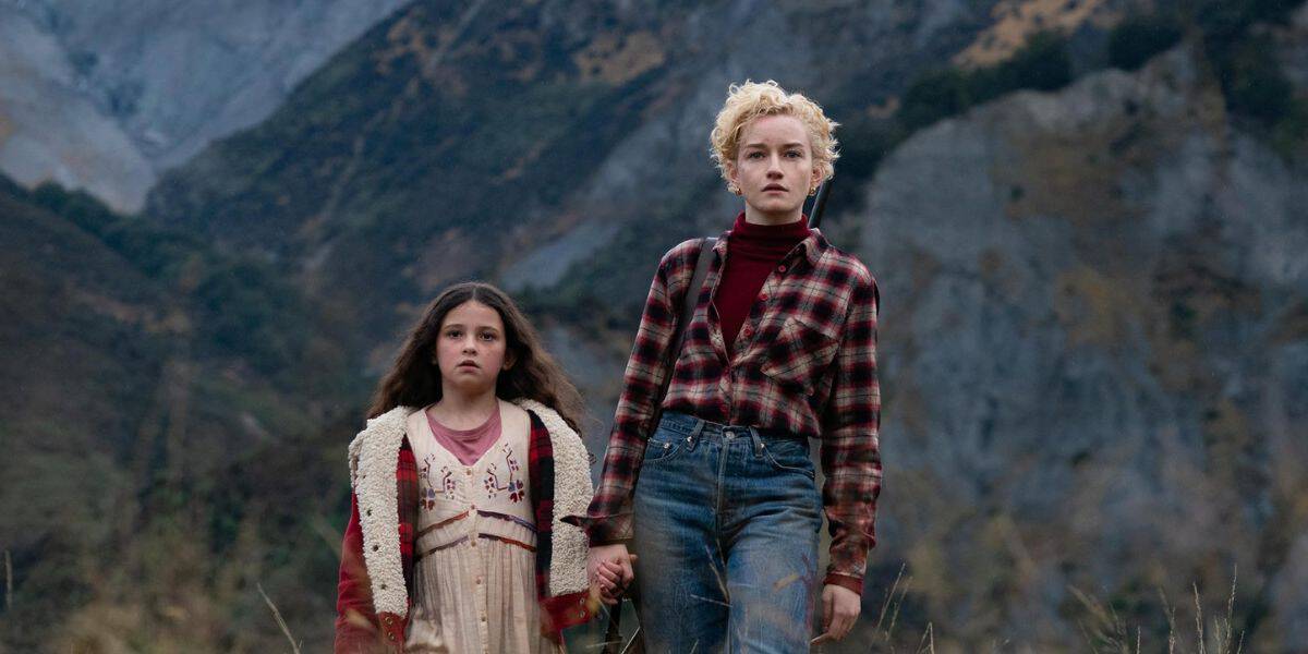 Julia Garner and Matilda Firth as sisters in Wolf Man (2025)