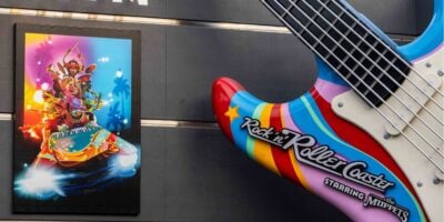 rock n roller coaster starring the muppets poster and guitar in hollywood studios
