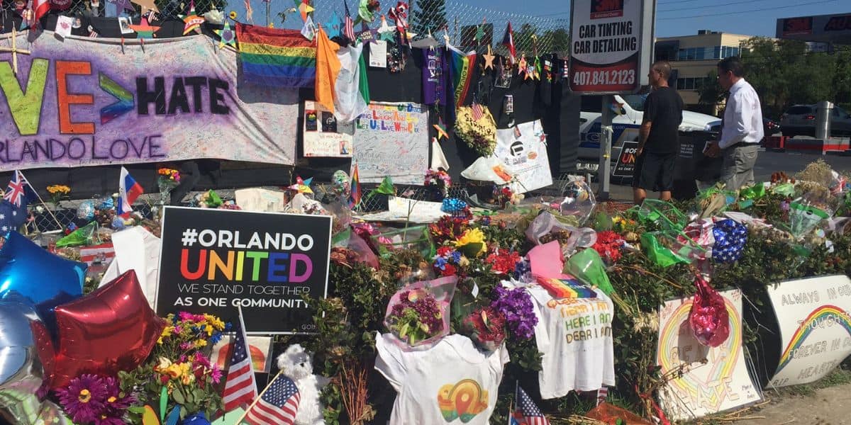 A memorial outside of the Pulse Nightclub in Orlando