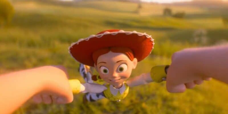 Jessie being swung through the air in 'Toy Story 5'