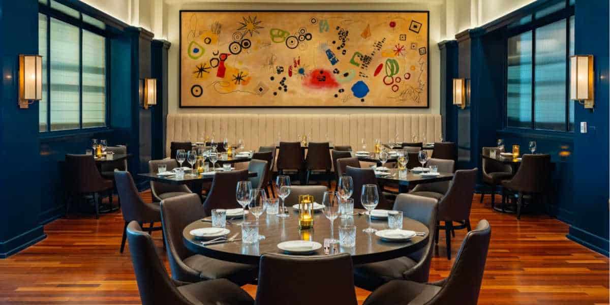 The interior of the Bourbon Steak restaurant at the Disney World Dolphin hotel