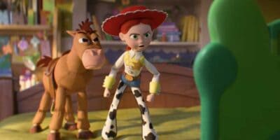 Jessie and Bullseye confronting Lilypad in 'Toy Story 5'