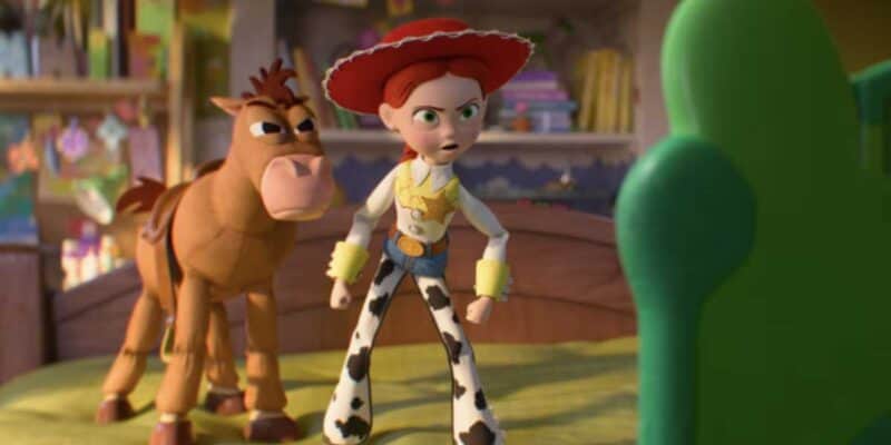Jessie and Bullseye confronting Lilypad in 'Toy Story 5'