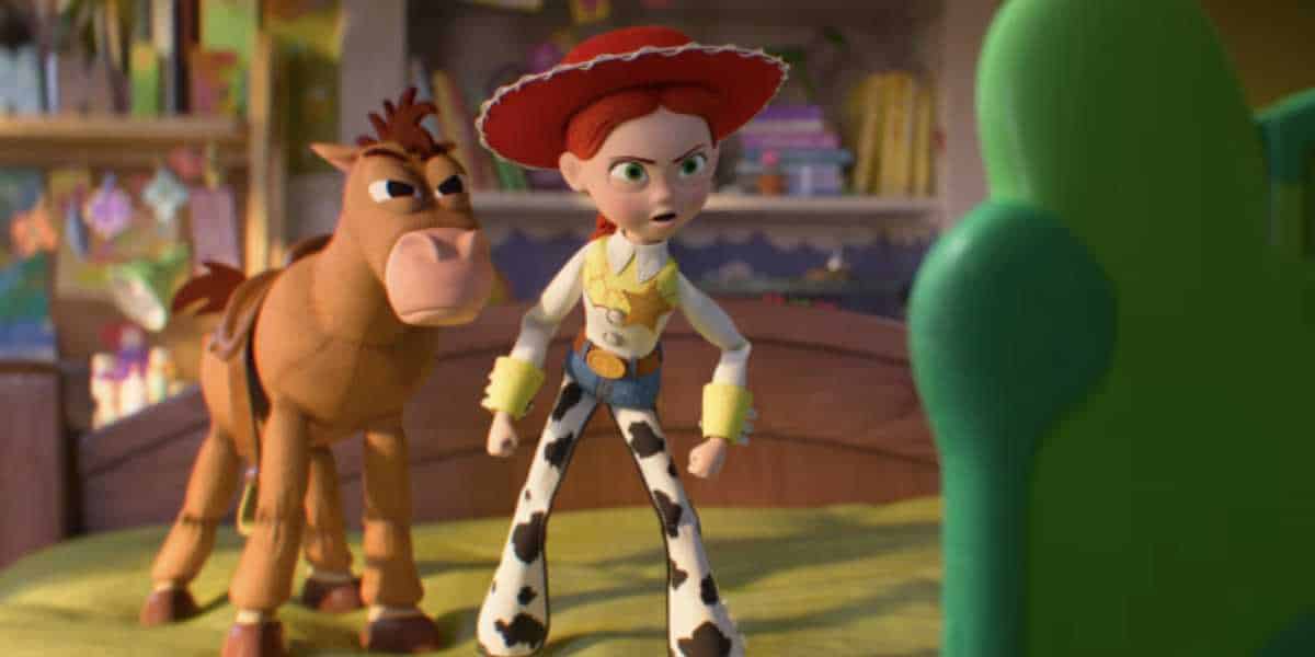 Jessie and Bullseye confronting Lilypad in 'Toy Story 5'