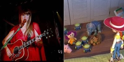 Taylor Swift (left) and 'Toy Story 5' (right)