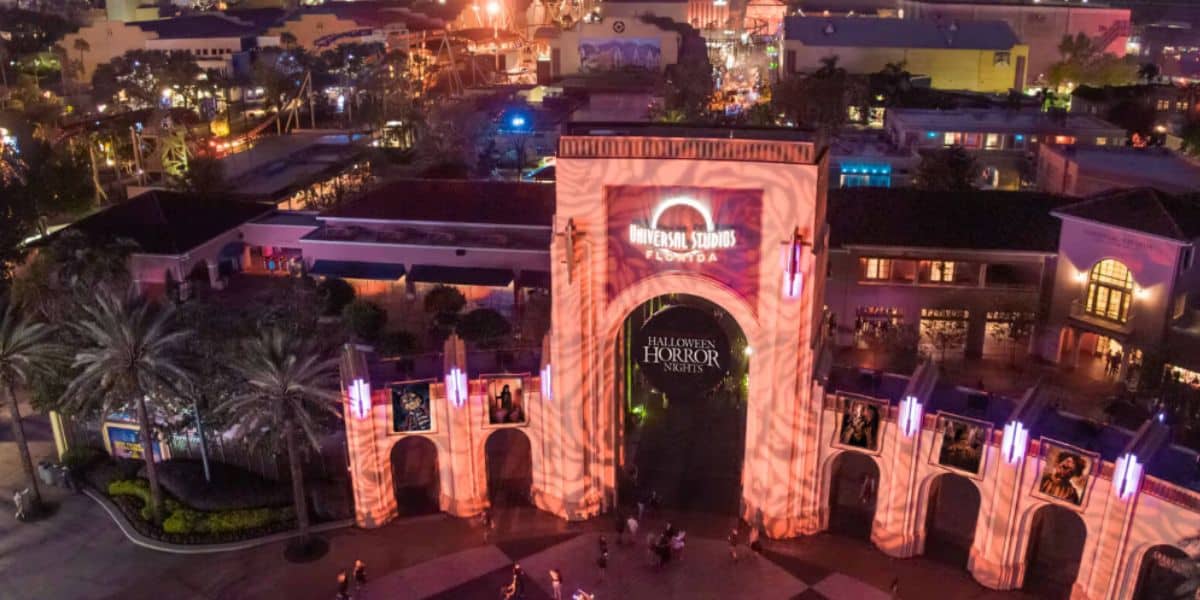 Universal Studios Florida entrance during Halloween Horror Nights