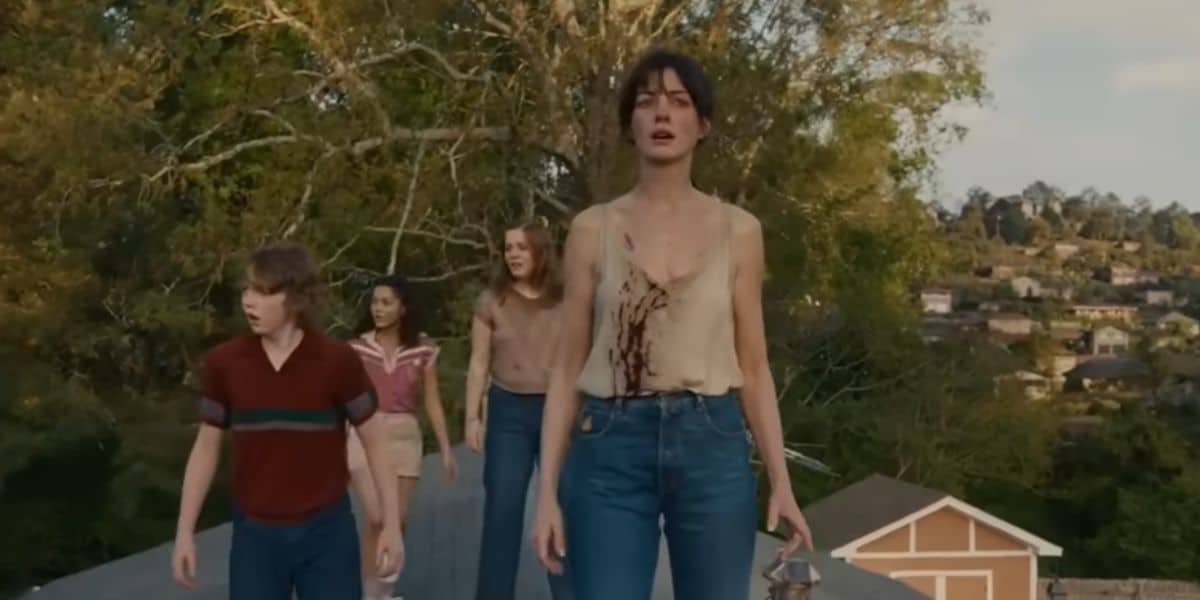 The Platt family on the roof in 'The End of Oak Street' trailer