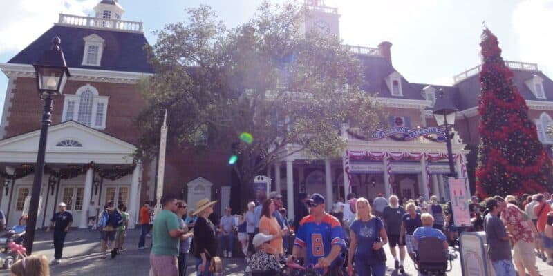 Guests in the American Adventure World Showcase Pavilion at EPCOT