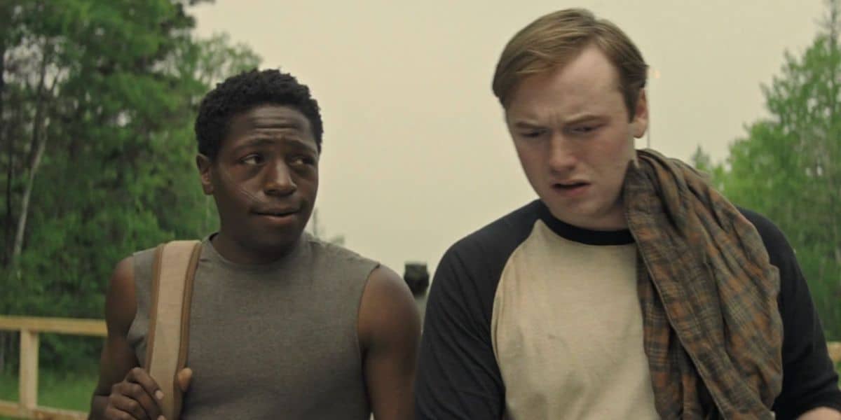 David Jonsson and Cooper Hoffman in Stephen King's 'The Long Walk' (2025)