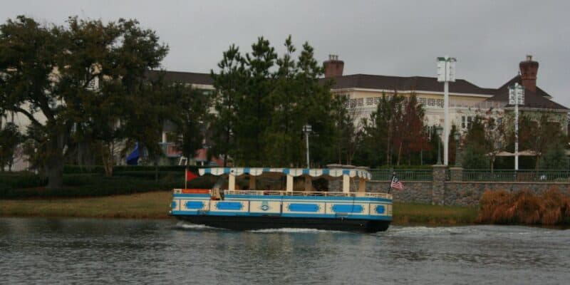 A boat in front of Disney's Old Key West Resort