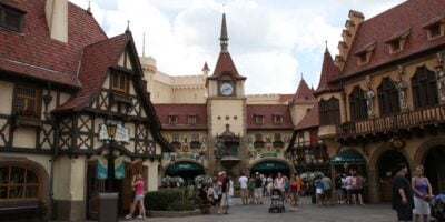 The central plaza of the Germany World Showcase Pavilion at EPCOT