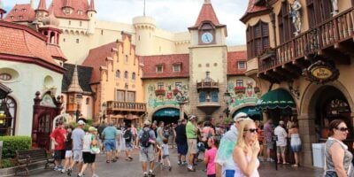 Guests visiting the Germany pavilion at the EPCOT theme park in Disney World