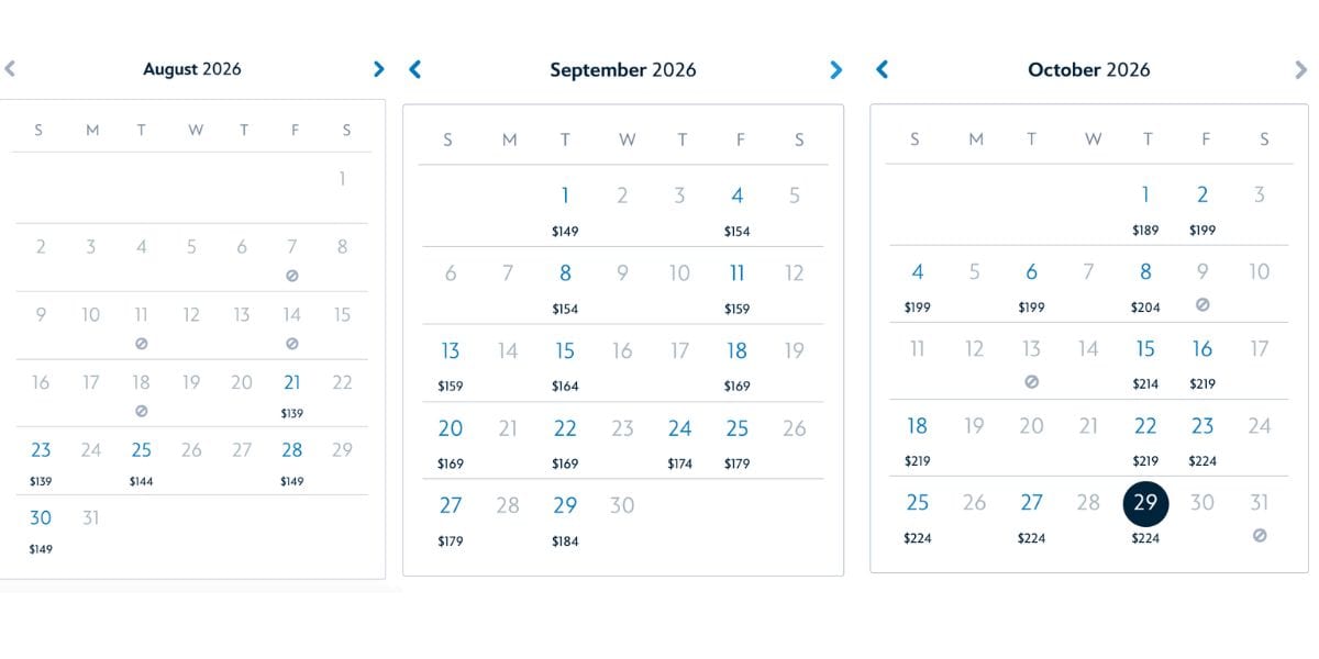 Mickey's Not So Scary Halloween Party sold-out dates as of July 30, 2026
