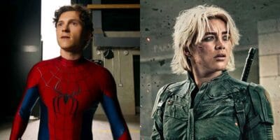 Tom Holland as Peter Parker (left), Florence Pugh as Yelena Belova (right)