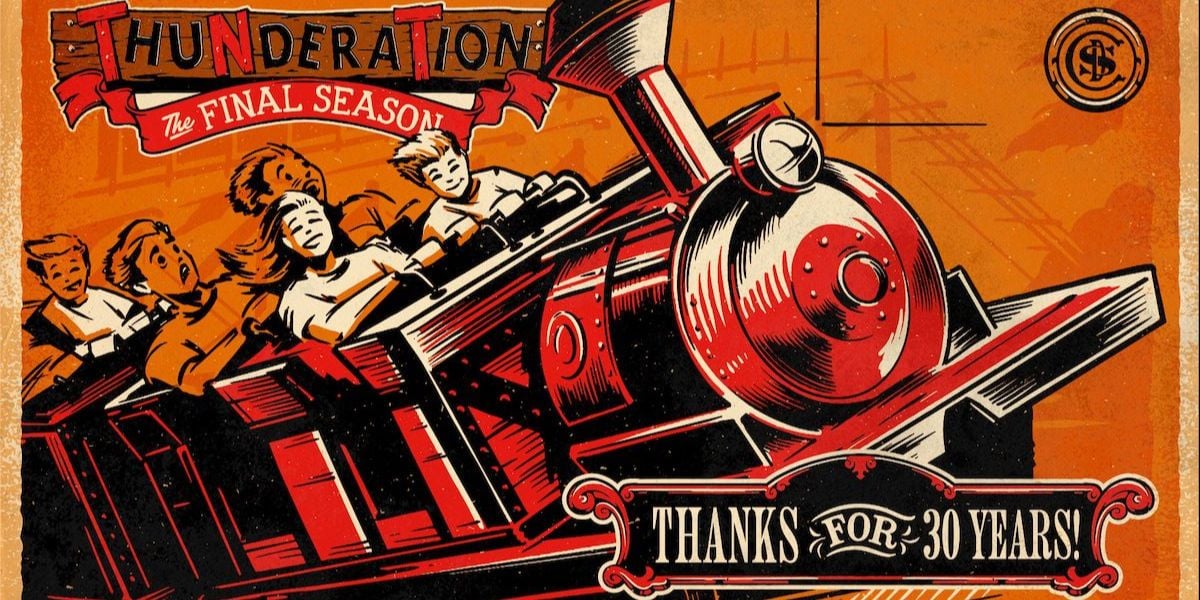 Commemorative Silver Dollar City Thunderation poster