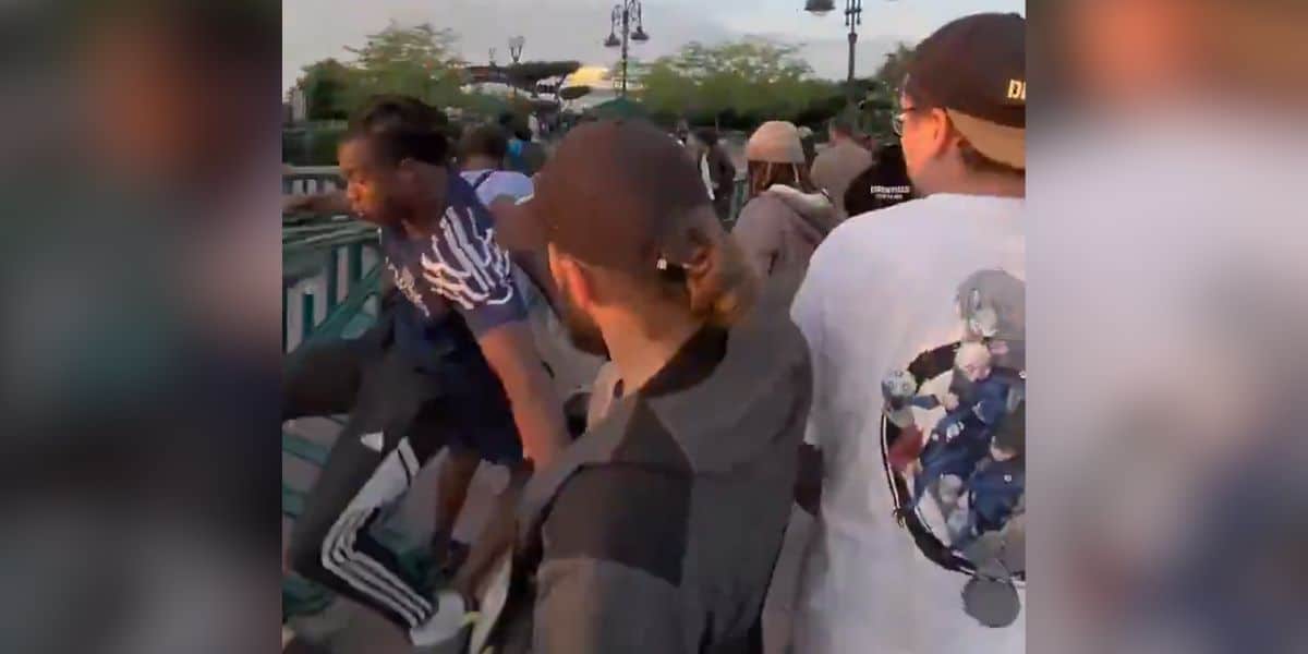 Guests storming the gates during a Lorcana release at Disneyland Paris Resort